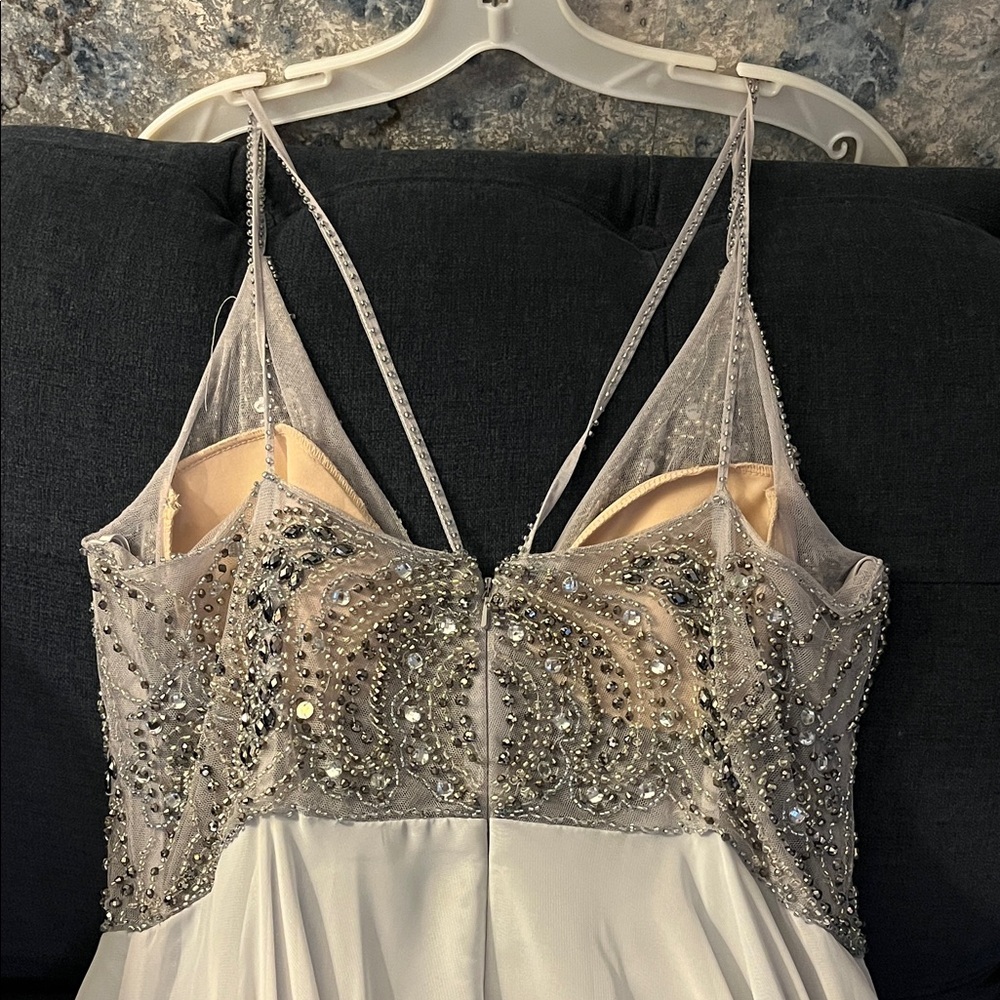 Xscape Silver Beaded Bodice Prom Dress - Picture 5 of 5